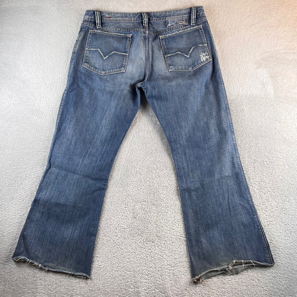 Diesel Zaf 00T0Z Men Distressed Bootcut Jeans Blue Made in Italy W33 L32 (34x27)
